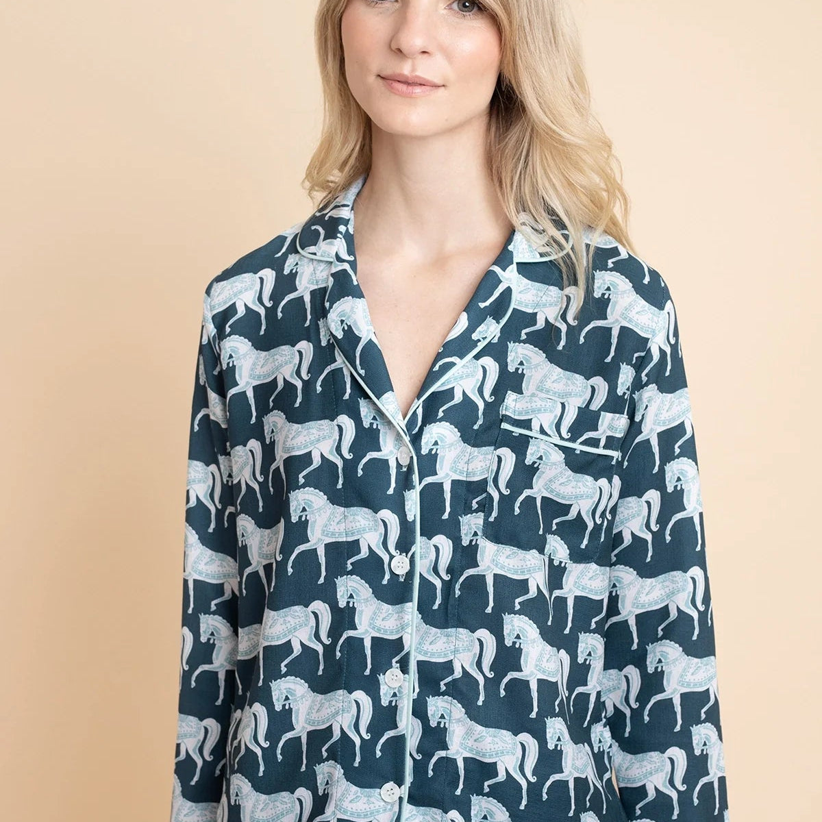 Whisper Long Sleeve PJ's | Blossomare Print | Crystal | Equestrian Sleepwear Collection - Rönner - Equiluxe Tack