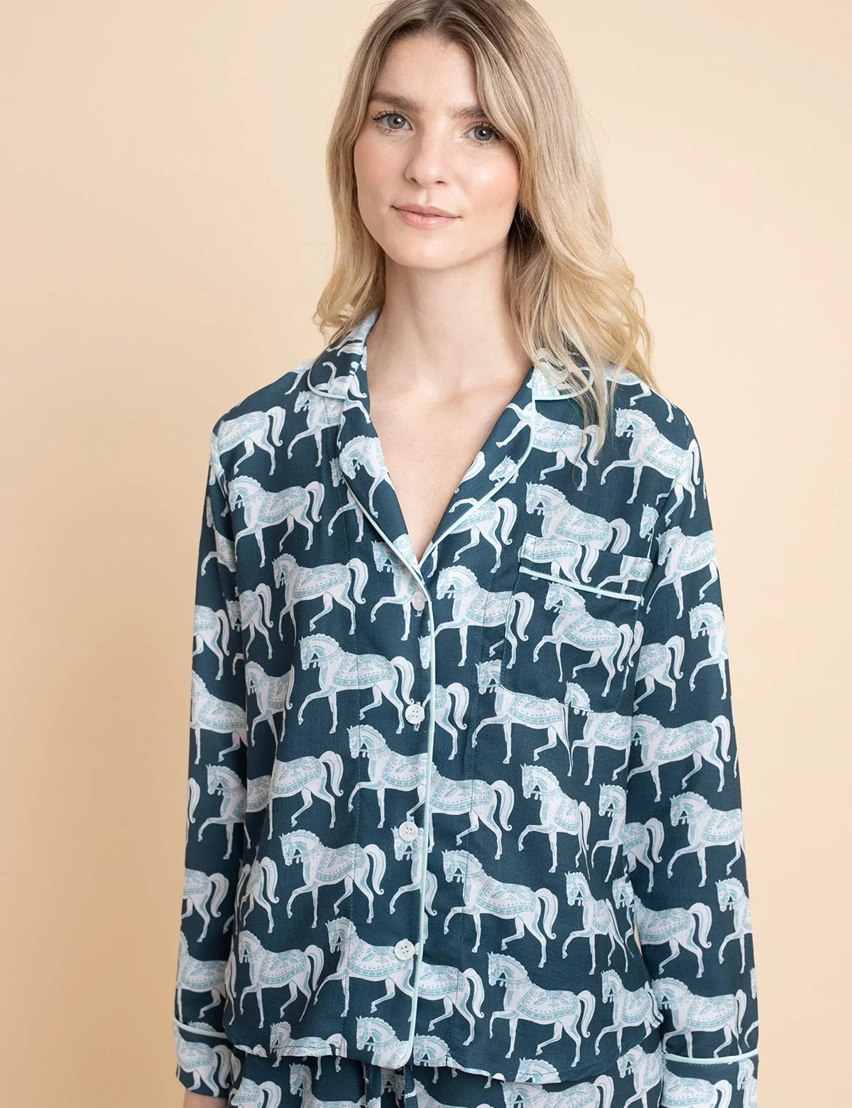 Whisper Long Sleeve PJ's | Blossomare Print | Crystal | Equestrian Sleepwear Collection - Rönner - Equiluxe Tack