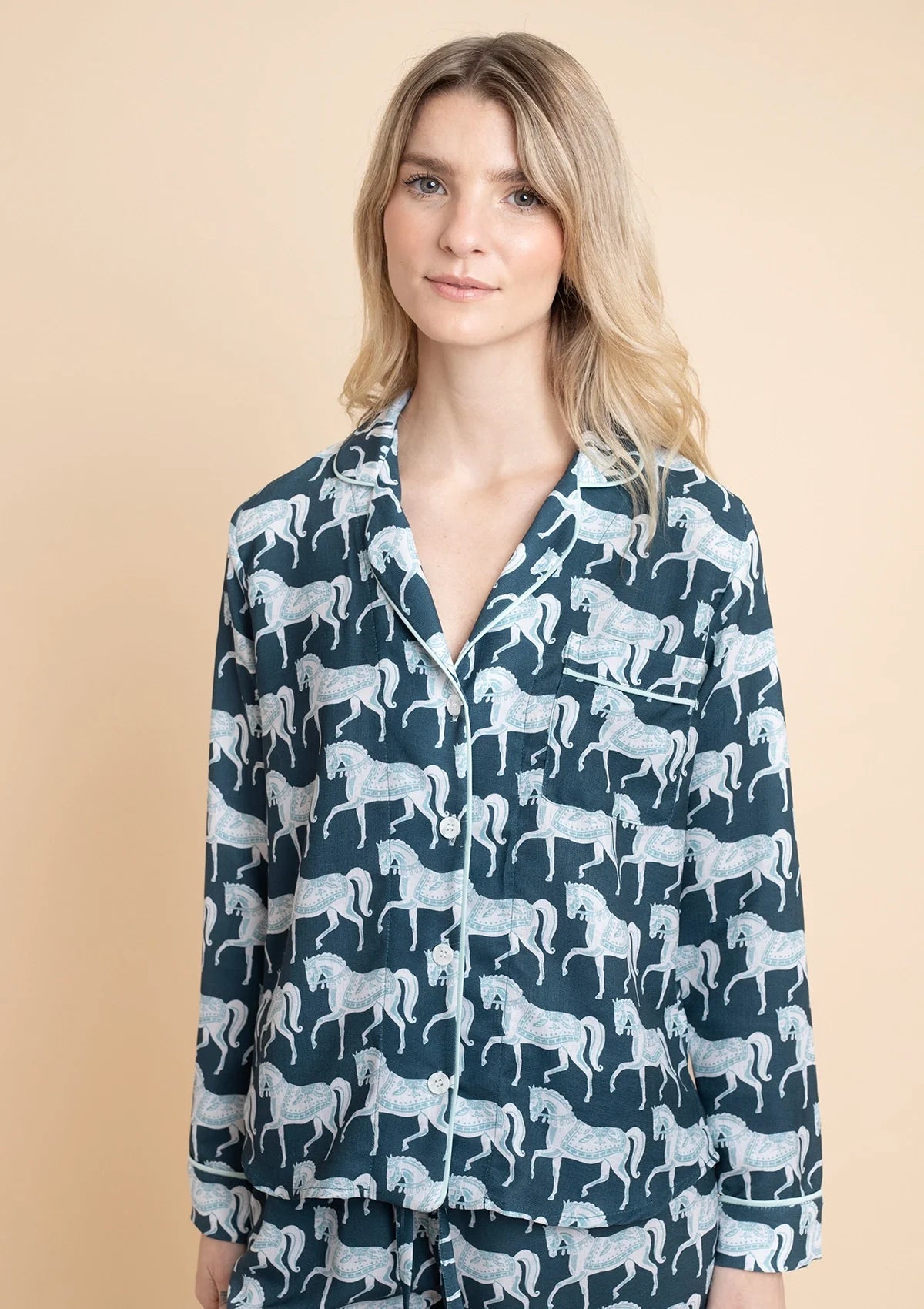 Whisper Long Sleeve PJ's | Blossomare Print | Crystal | Equestrian Sleepwear Collection - Rönner - Equiluxe Tack