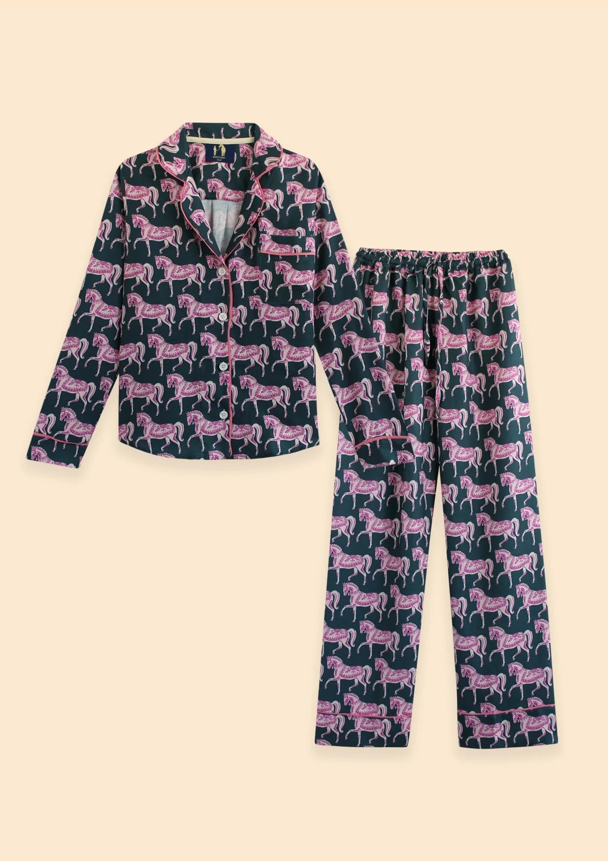 Whisper Long Sleeve PJ's | Blossomare Print | Green & Blush | Equestrian Sleepwear Collection - Rönner - Equiluxe Tack