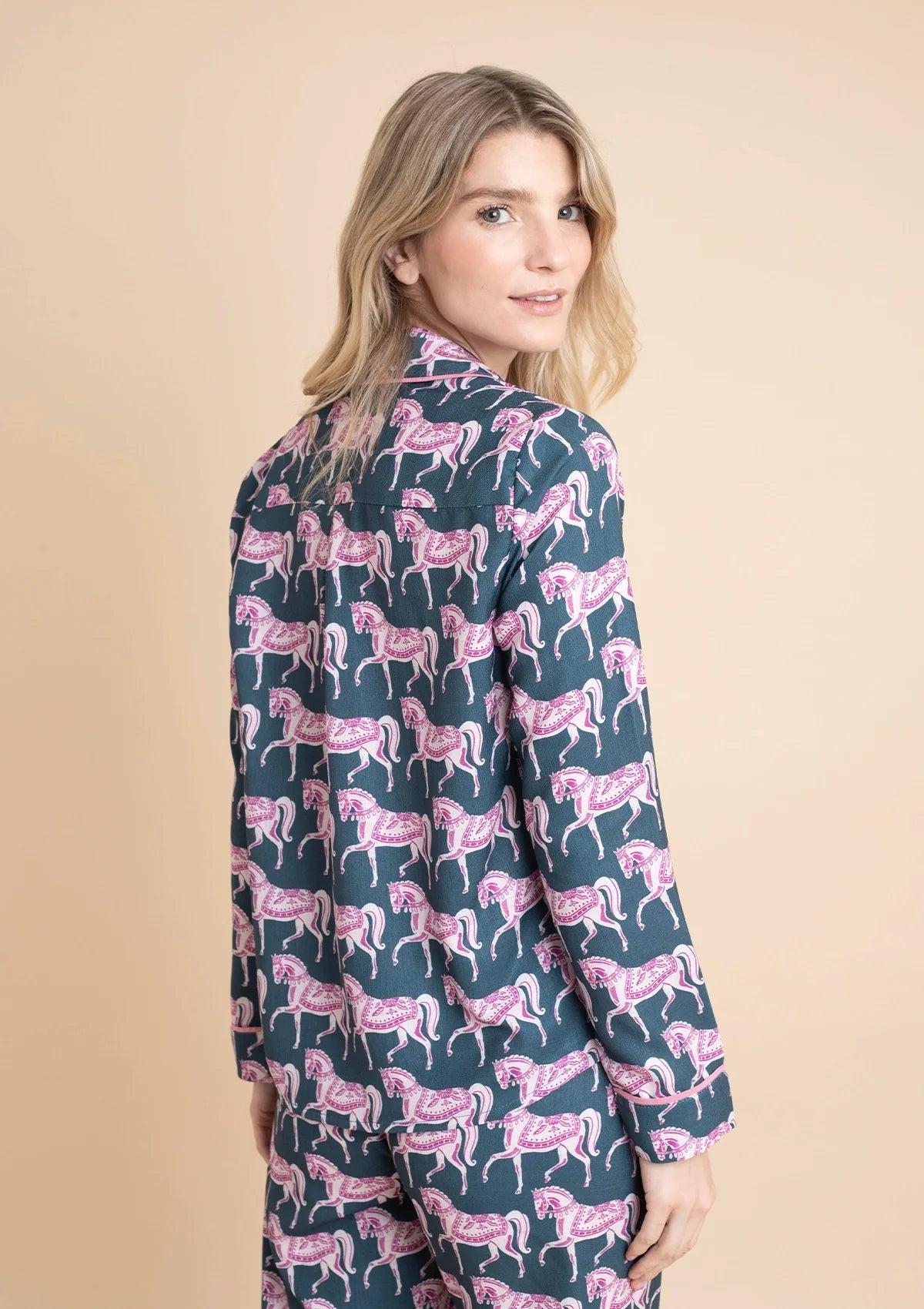 Whisper Long Sleeve PJ's | Blossomare Print | Green & Blush | Equestrian Sleepwear Collection - Rönner - Equiluxe Tack