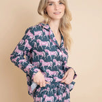 Whisper Long Sleeve PJ's | Blossomare Print | Green & Blush | Equestrian Sleepwear Collection - Rönner - Equiluxe Tack