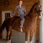 Whisper Long Sleeve PJ's | Blossomare Print | Green & Blush | Equestrian Sleepwear Collection - Rönner - Equiluxe Tack