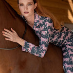 Whisper Long Sleeve PJ's | Blossomare Print | Green & Blush | Equestrian Sleepwear Collection - Rönner - Equiluxe Tack