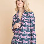 Whisper Long Sleeve PJ's | Blossomare Print | Green & Blush | Equestrian Sleepwear Collection - Rönner - Equiluxe Tack