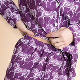 Whisper Long Sleeve PJ's | Blossomare Print | Mulberry | Equestrian Sleepwear Collection - Rönner - Equiluxe Tack