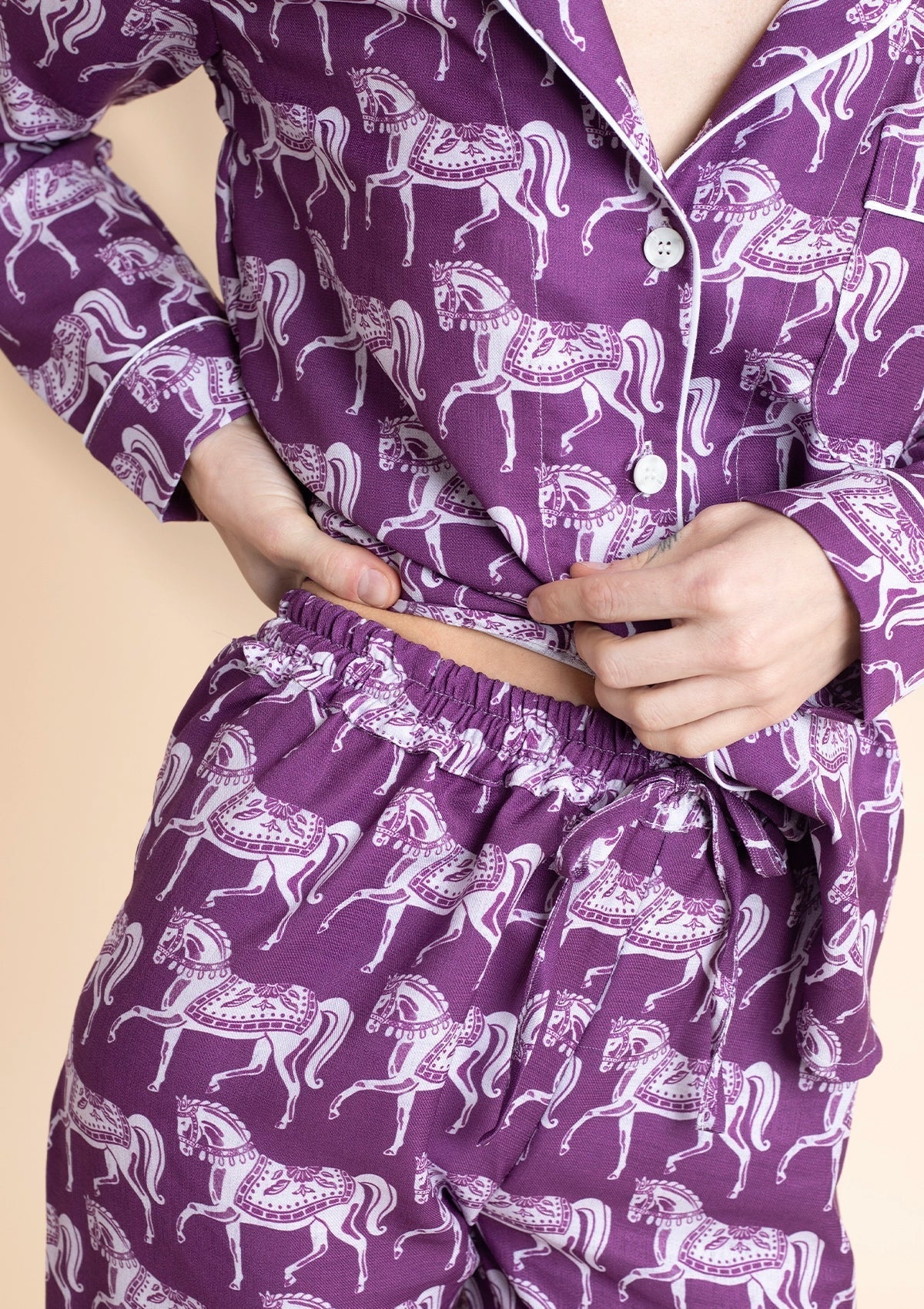 Whisper Long Sleeve PJ's | Blossomare Print | Mulberry | Equestrian Sleepwear Collection - Rönner - Equiluxe Tack