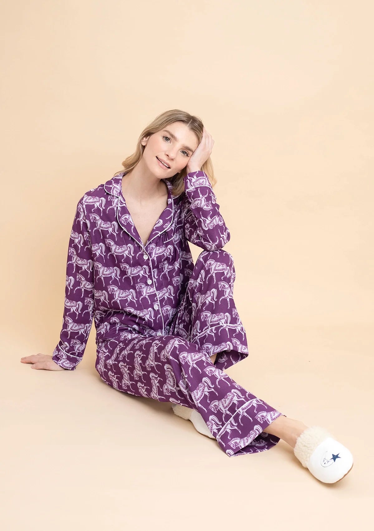 Whisper Long Sleeve PJ's | Blossomare Print | Mulberry | Equestrian Sleepwear Collection - Rönner - Equiluxe Tack