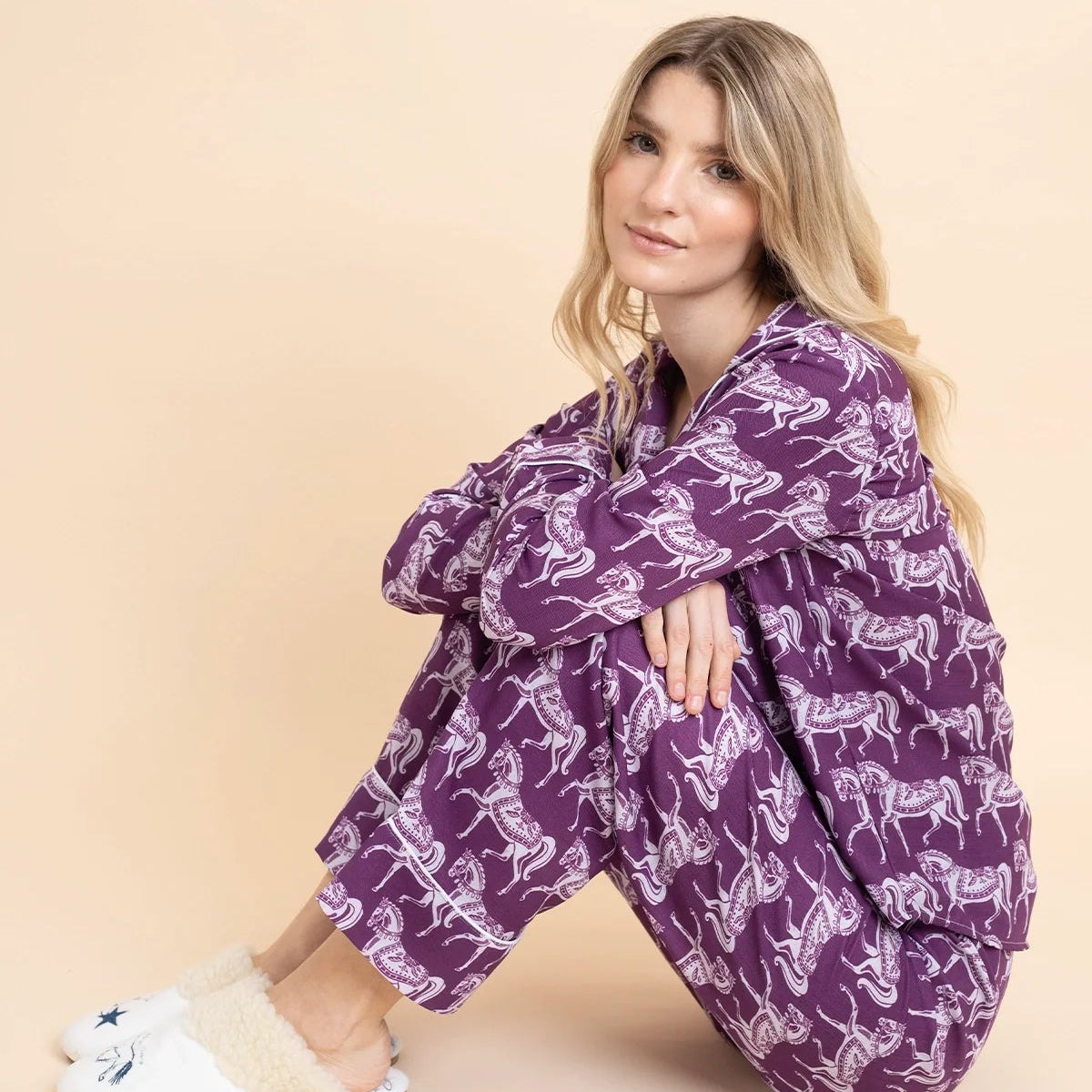 Whisper Long Sleeve PJ's | Blossomare Print | Mulberry | Equestrian Sleepwear Collection - Rönner - Equiluxe Tack