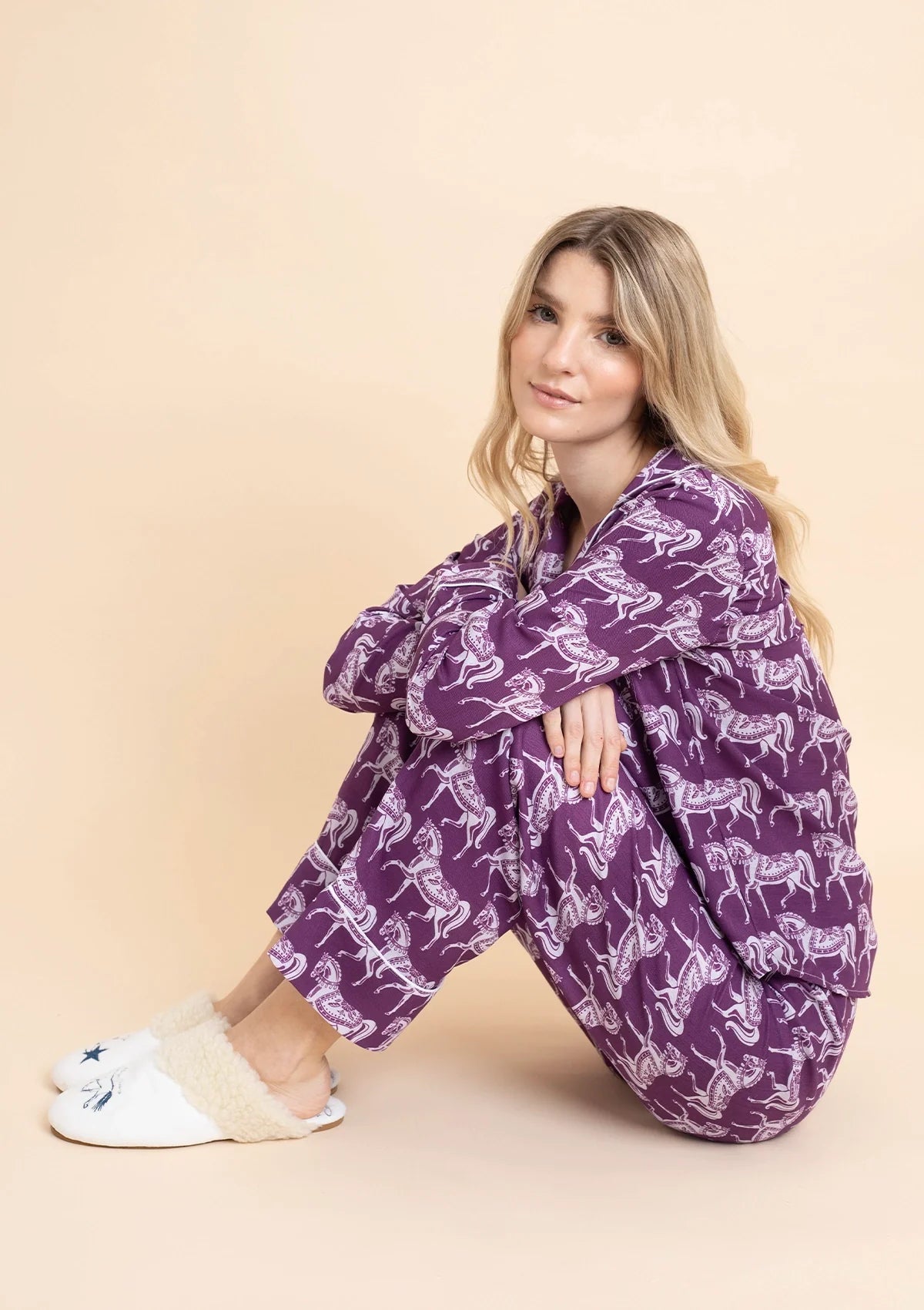 Whisper Long Sleeve PJ's | Blossomare Print | Mulberry | Equestrian Sleepwear Collection - Rönner - Equiluxe Tack