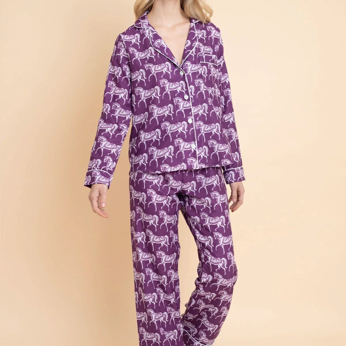 Whisper Long Sleeve PJ's | Blossomare Print | Mulberry | Equestrian Sleepwear Collection - Rönner - Equiluxe Tack