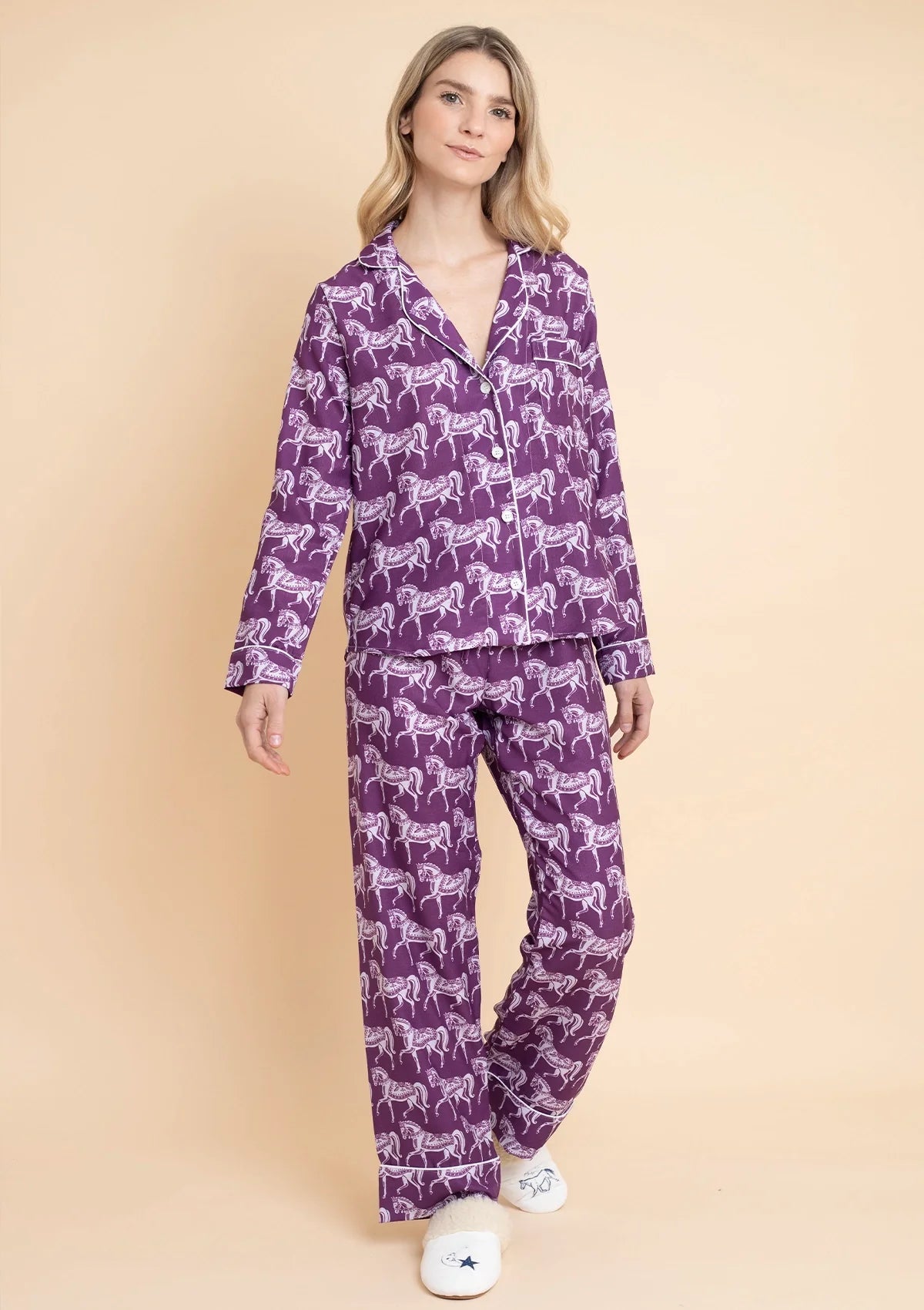 Whisper Long Sleeve PJ's | Blossomare Print | Mulberry | Equestrian Sleepwear Collection - Rönner - Equiluxe Tack