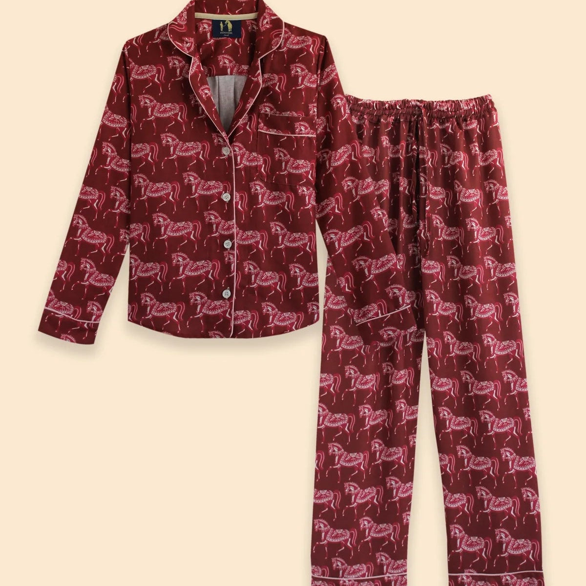 Whisper Long Sleeve PJ's Set | Blossomare Print | Cherrywood | Equestrian Sleepwear Collection - Rönner - Equiluxe Tack