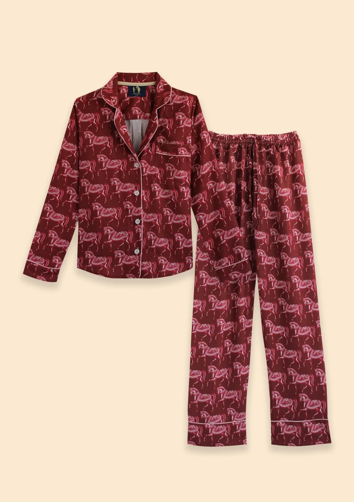 Whisper Long Sleeve PJ's Set | Blossomare Print | Cherrywood | Equestrian Sleepwear Collection - Rönner - Equiluxe Tack