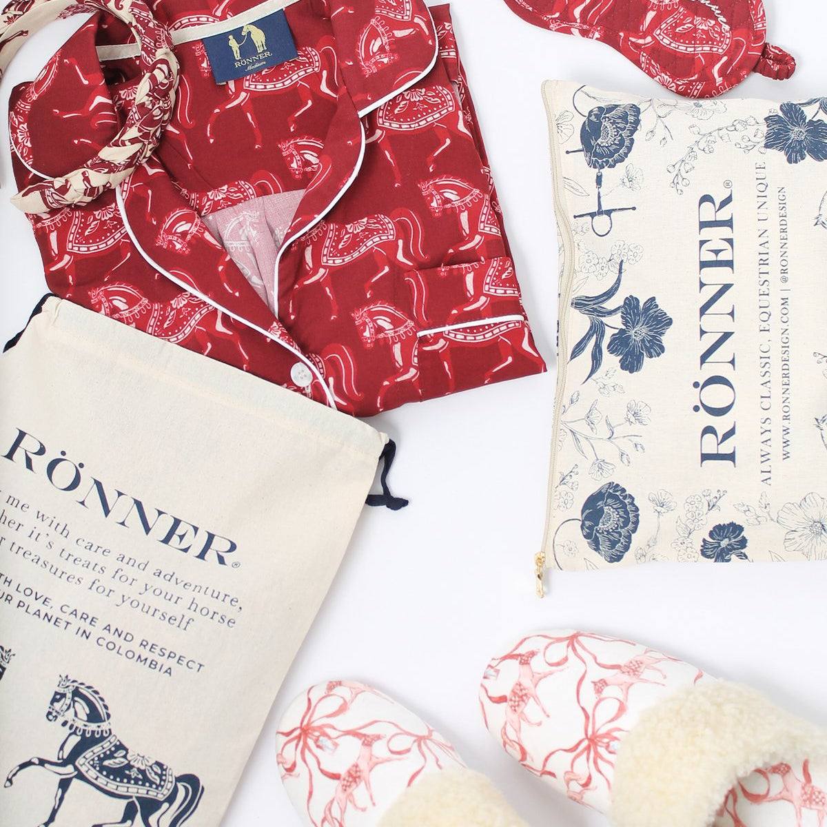 Whisper Long Sleeve PJ's Set | Blossomare Print | Cherrywood | Equestrian Sleepwear Collection - Rönner - Equiluxe Tack