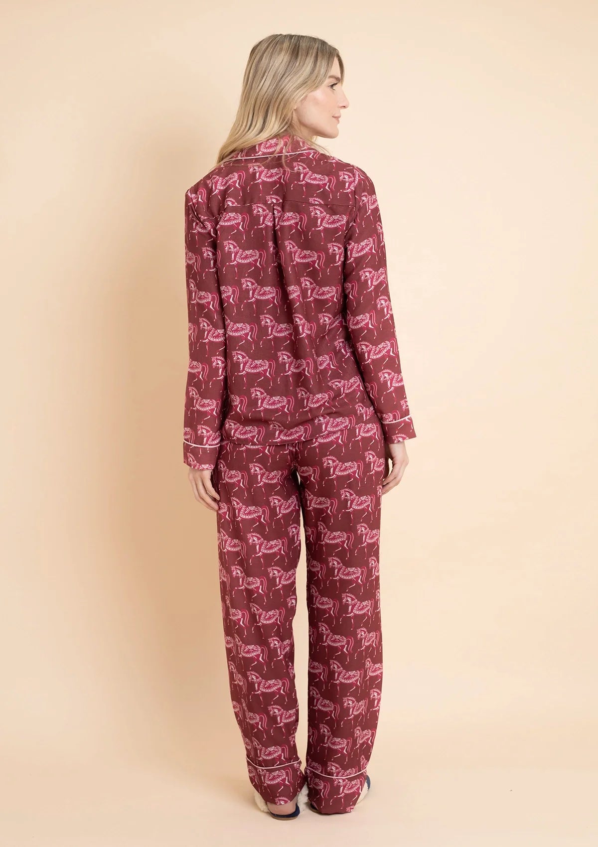 Whisper Long Sleeve PJ's Set | Blossomare Print | Cherrywood | Equestrian Sleepwear Collection - Rönner - Equiluxe Tack