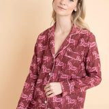 Whisper Long Sleeve PJ's Set | Blossomare Print | Cherrywood | Equestrian Sleepwear Collection - Rönner - Equiluxe Tack