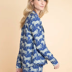 Whisper Long Sleeve PJ's Set | Blossomare Print | Navy & Green | Equestrian Sleepwear Collection - Rönner - Equiluxe Tack