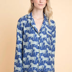 Whisper Long Sleeve PJ's Set | Blossomare Print | Navy & Green | Equestrian Sleepwear Collection - Rönner - Equiluxe Tack