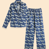 Whisper Long Sleeve PJ's Set | Blossomare Print | Navy & Green | Equestrian Sleepwear Collection - Rönner - Equiluxe Tack