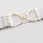 White - 1.5" Gold Stirrup Elastic Belt - Ellany Equestrian - Equiluxe Tack