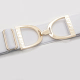 White - 1.5" Gold Stirrup Elastic Belt - Ellany Equestrian - Equiluxe Tack