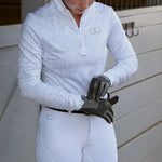 White and Silver Floral Cool and Comfortable Technical Riding Shirt - CorrectConnect - Equiluxe Tack