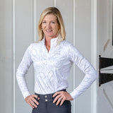 White and Silver Floral Cool and Comfortable Technical Riding Shirt - CorrectConnect - Equiluxe Tack