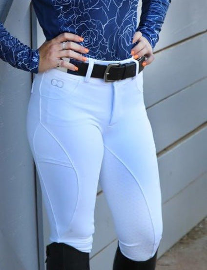 White Full Seat Winter Mid - Weight Breeches - CorrectConnect - Equiluxe Tack