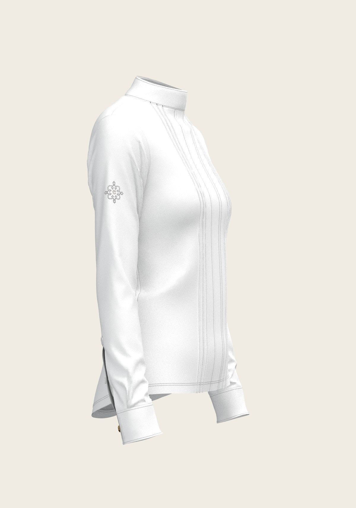 White Long Pleated Long Sleeve Sleeve Show Shirt - Espoir Equestrian - Equiluxe Tack