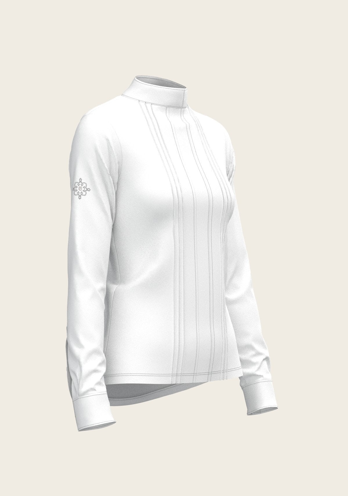 White Long Pleated Long Sleeve Sleeve Show Shirt - Espoir Equestrian - Equiluxe Tack