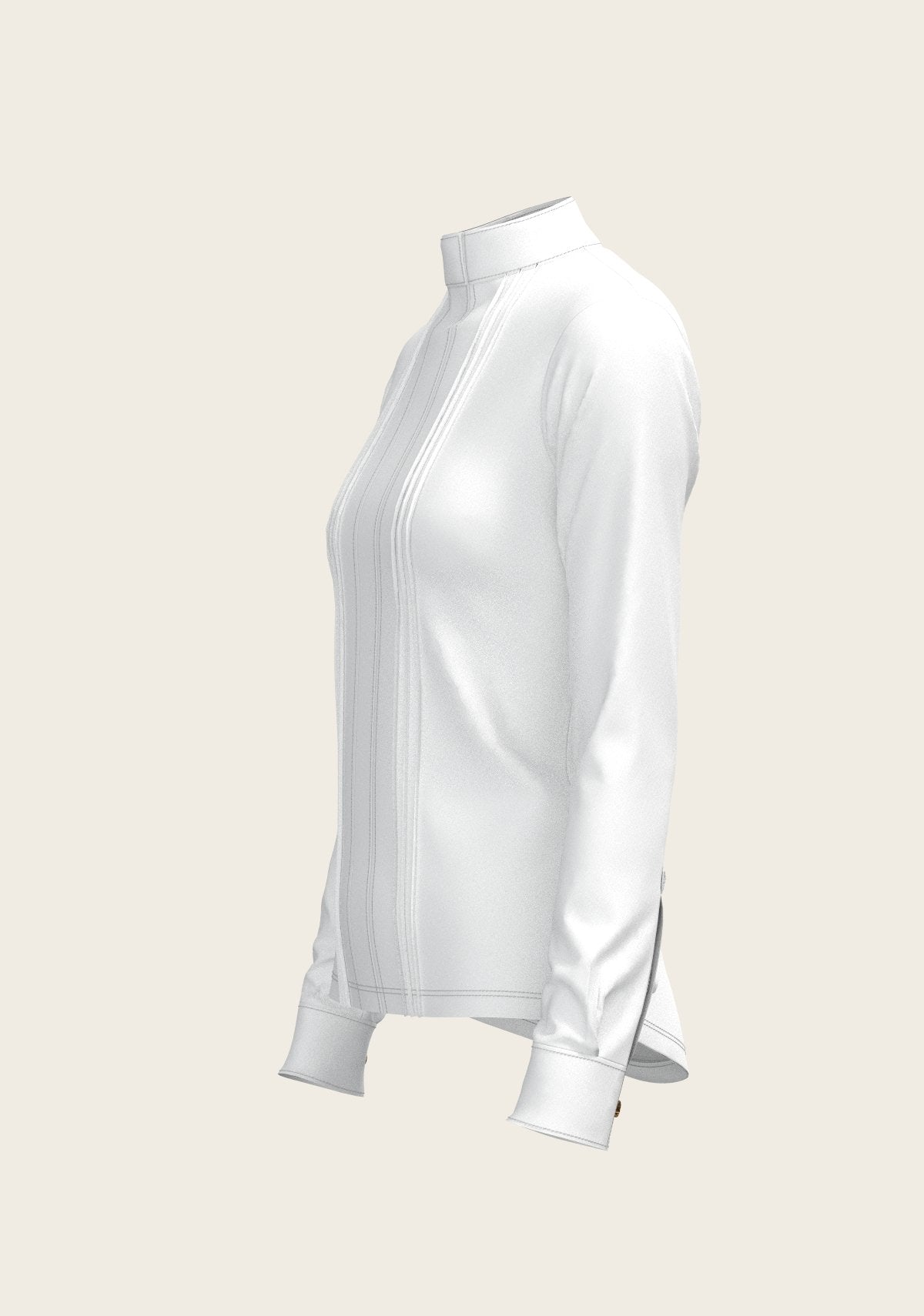 White Long Pleated Long Sleeve Sleeve Show Shirt - Espoir Equestrian - Equiluxe Tack