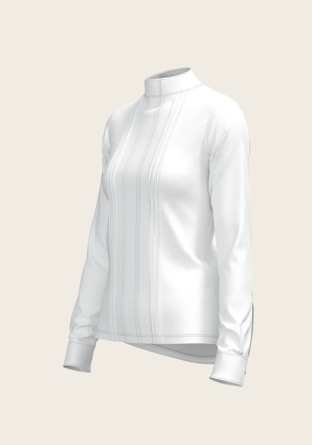 White Long Pleated Long Sleeve Sleeve Show Shirt - Espoir Equestrian - Equiluxe Tack