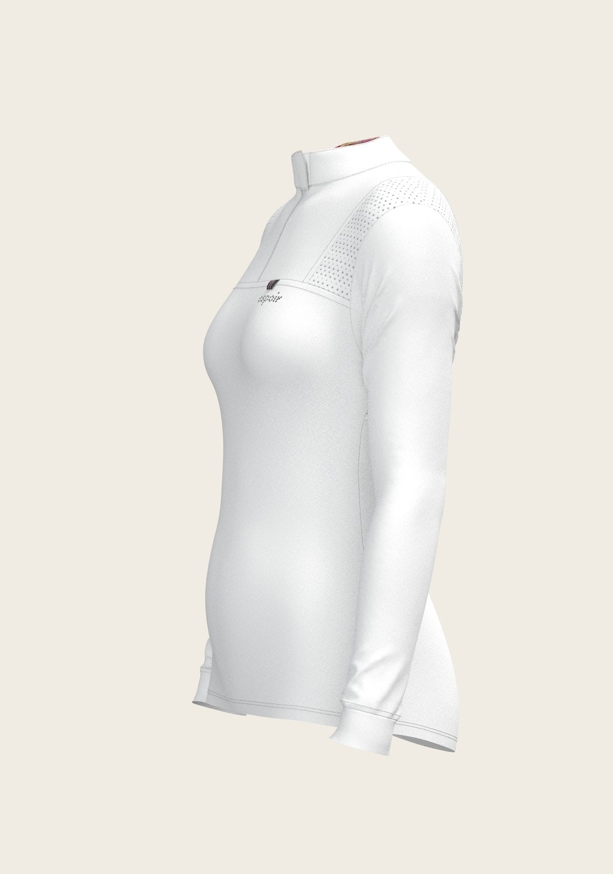  White with Bouquet on Rose Inner Long Sleeve Sport Show Shirt - Espoir Equestrian - Equiluxe Tack