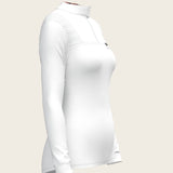  White with Bouquet on Rose Inner Long Sleeve Sport Show Shirt - Espoir Equestrian - Equiluxe Tack