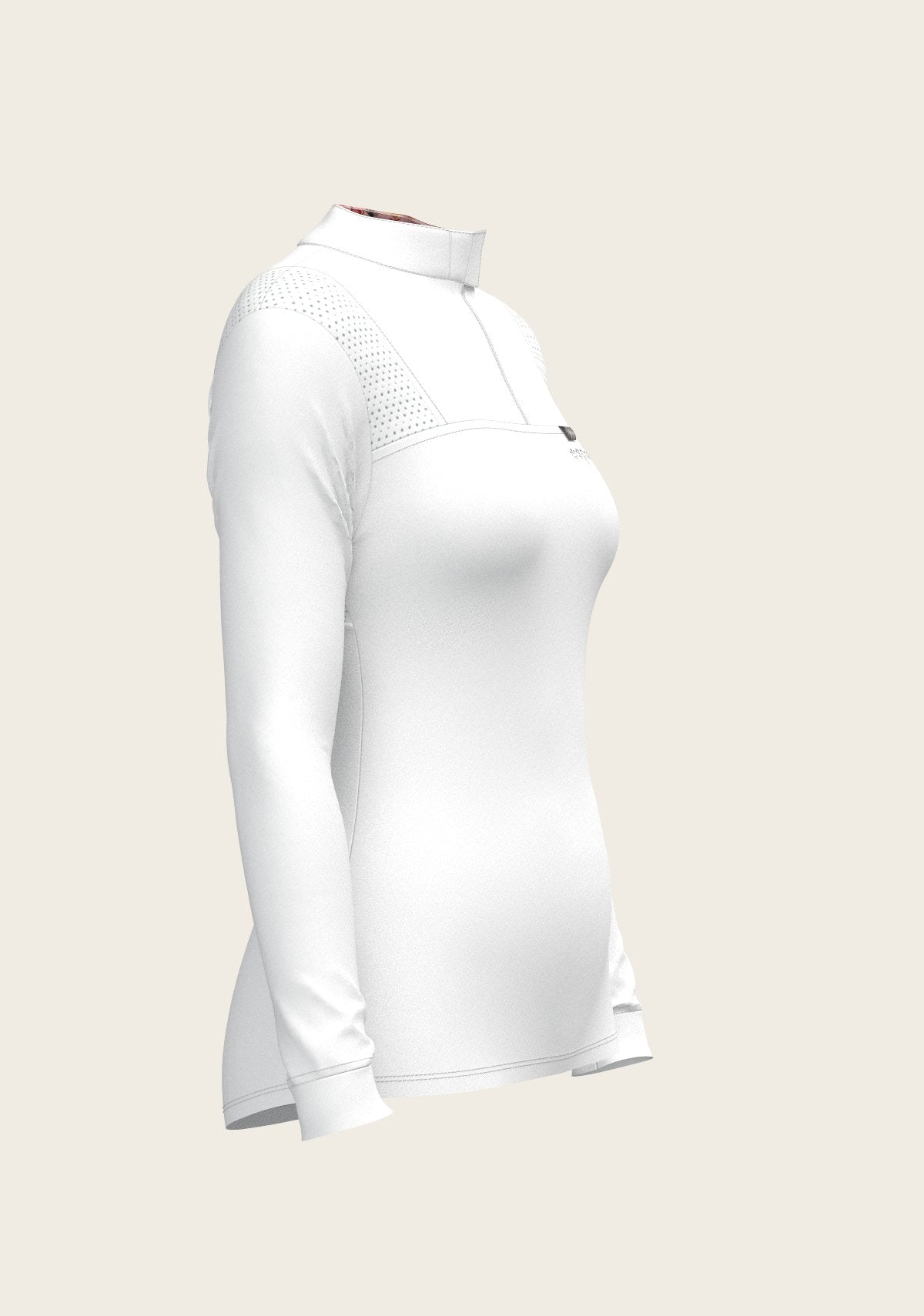  White with Bouquet on Rose Inner Long Sleeve Sport Show Shirt - Espoir Equestrian - Equiluxe Tack