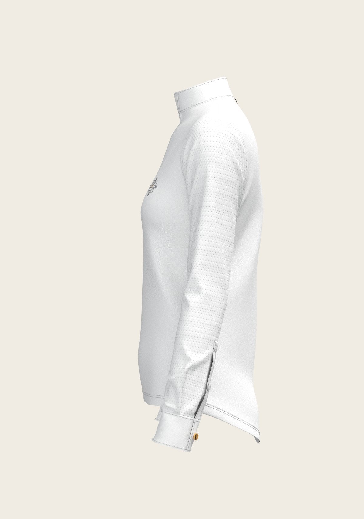  White with Forest on Navy Inner Details Long Sleeve Show Shirt - Espoir Equestrian - Equiluxe Tack