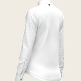  White with Forest on Navy Inner Details Long Sleeve Show Shirt - Espoir Equestrian - Equiluxe Tack