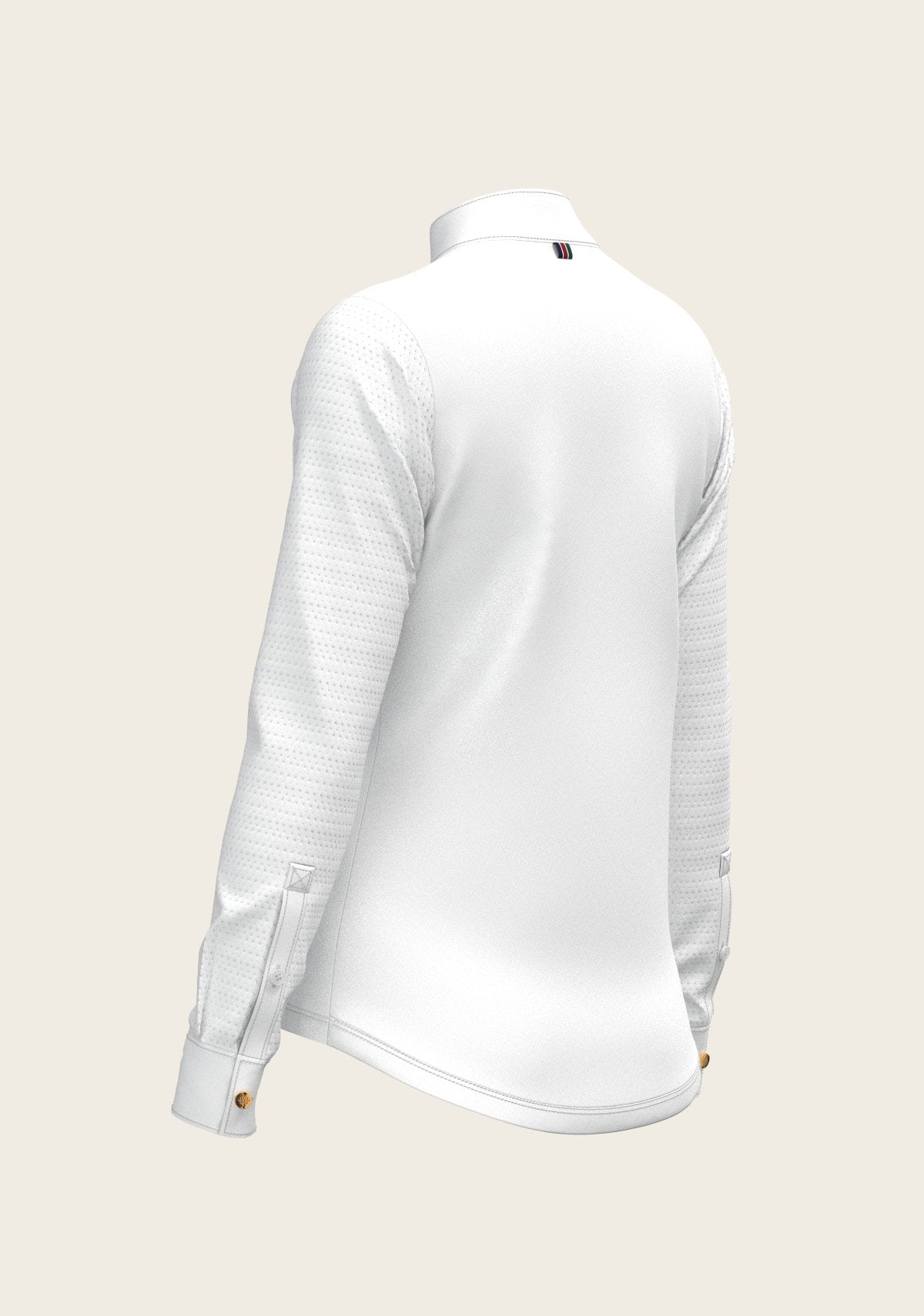  White with Forest on Navy Inner Details Long Sleeve Show Shirt - Espoir Equestrian - Equiluxe Tack