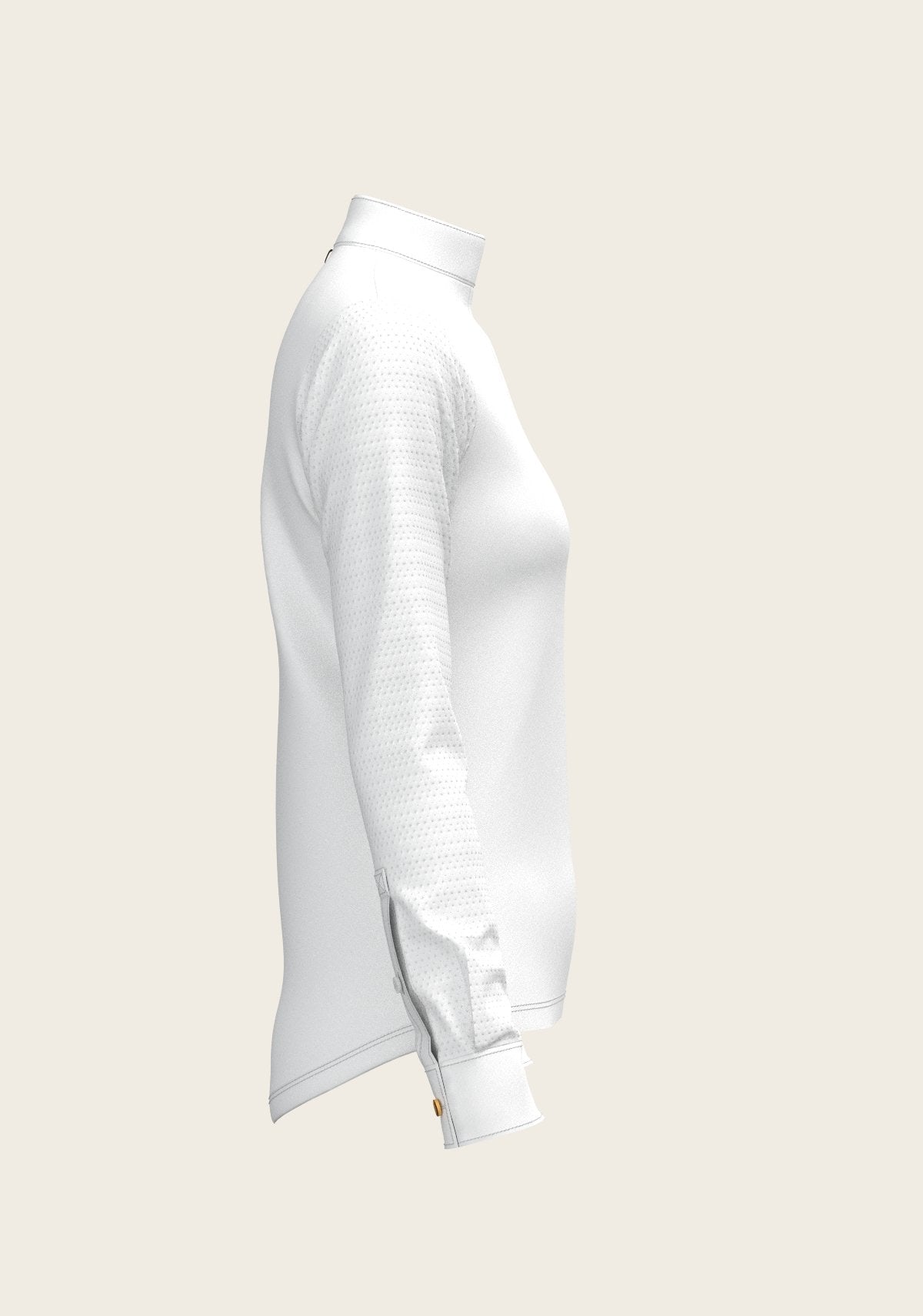  White with Forest on Navy Inner Details Long Sleeve Show Shirt - Espoir Equestrian - Equiluxe Tack