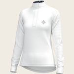  White with Forest on Navy Inner Details Long Sleeve Show Shirt - Espoir Equestrian - Equiluxe Tack