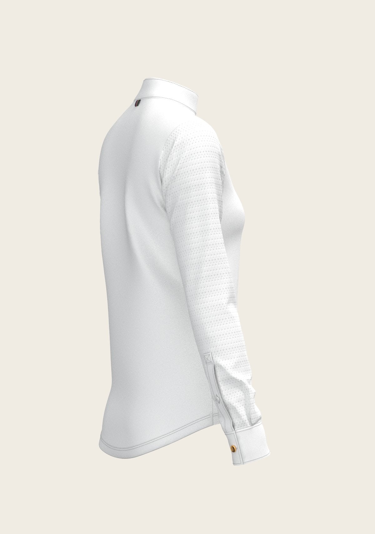  White with Forest on Navy Inner Details Long Sleeve Show Shirt - Espoir Equestrian - Equiluxe Tack