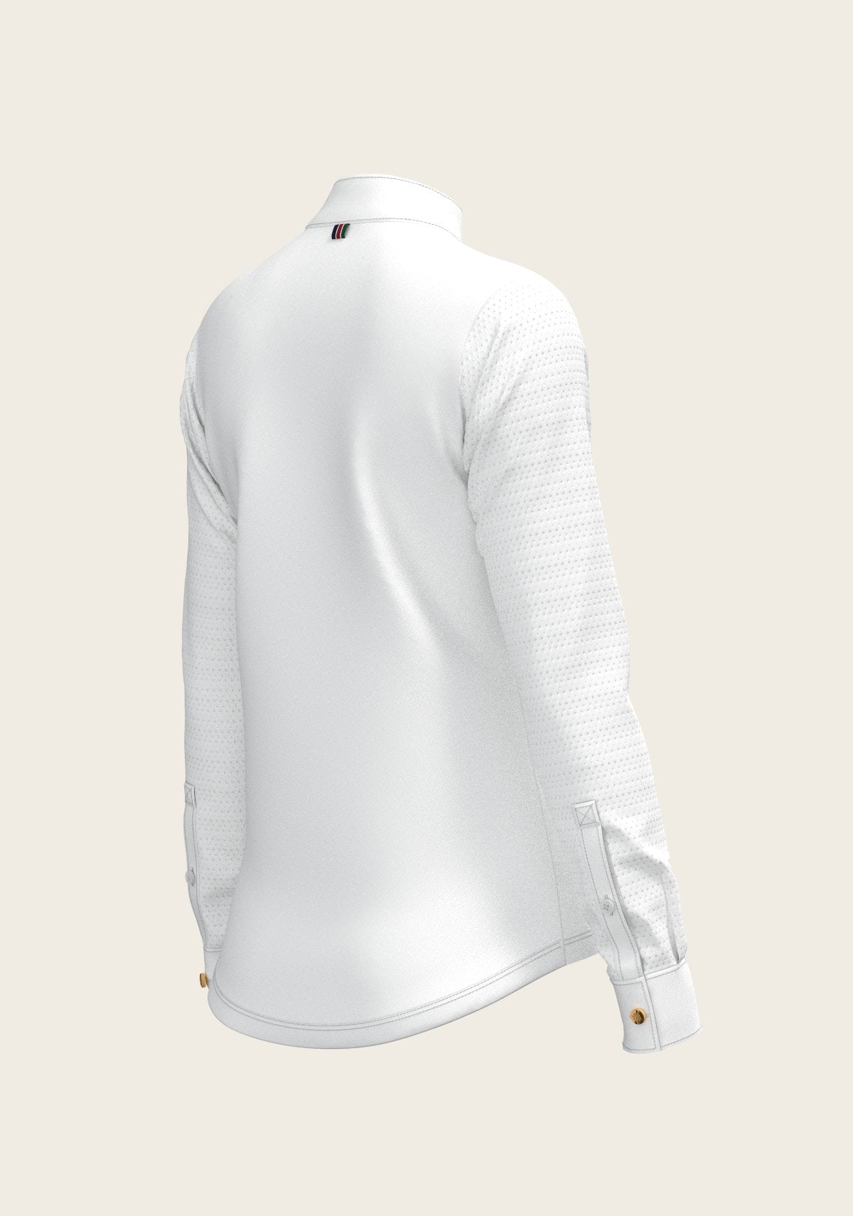  White with Forest on Navy Inner Details Long Sleeve Show Shirt - Espoir Equestrian - Equiluxe Tack