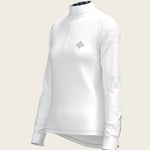  White with Forest on Navy Inner Details Long Sleeve Show Shirt - Espoir Equestrian - Equiluxe Tack