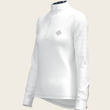  White with Forest on Navy Inner Details Long Sleeve Show Shirt - Espoir Equestrian - Equiluxe Tack