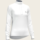  White with Forest on Navy Inner Details Long Sleeve Show Shirt - Espoir Equestrian - Equiluxe Tack