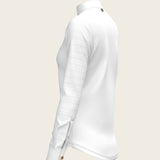  White with Forest on Navy Inner Details Long Sleeve Show Shirt - Espoir Equestrian - Equiluxe Tack