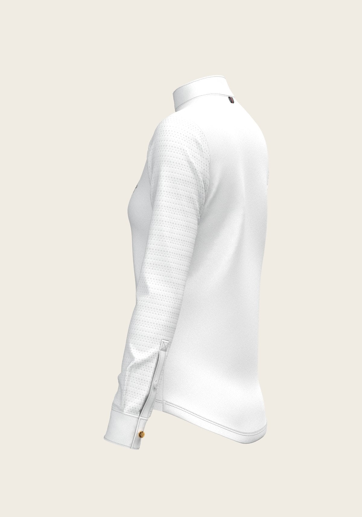  White with Forest on Navy Inner Details Long Sleeve Show Shirt - Espoir Equestrian - Equiluxe Tack