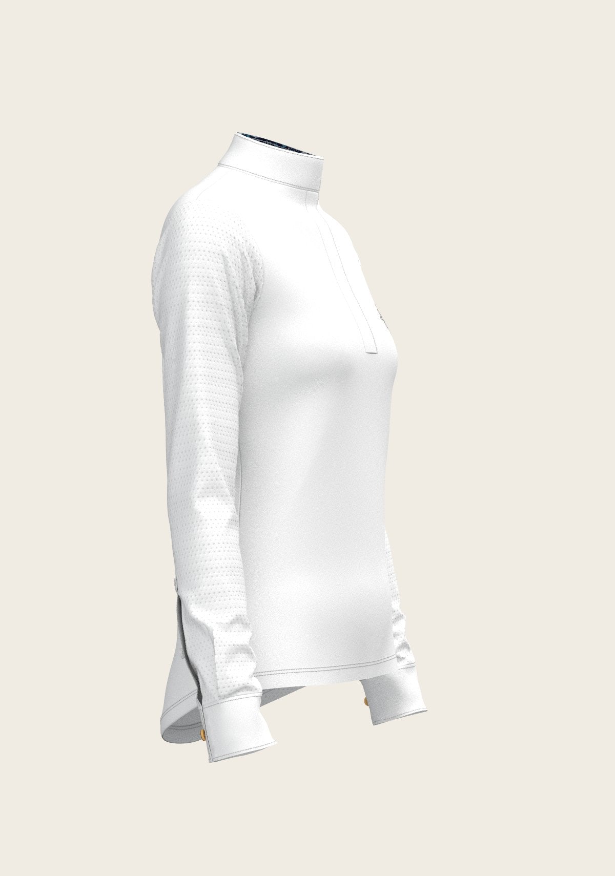  White with Forest on Navy Inner Details Long Sleeve Show Shirt - Espoir Equestrian - Equiluxe Tack