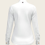  White with Forest on Navy Inner Details Long Sleeve Show Shirt - Espoir Equestrian - Equiluxe Tack